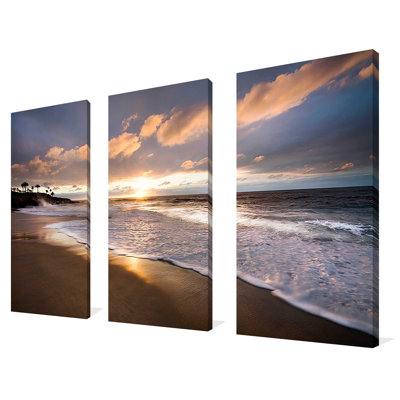 «Sunset Beach», reproduction sur toile 3 pièces