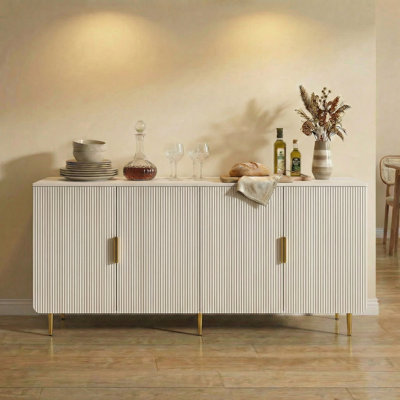 Buffet 64,8 po pour salle à manger, armoire de rangement moderne avec portes et tablettes réglables, crédence en bois pour la cuisine et le vestibule