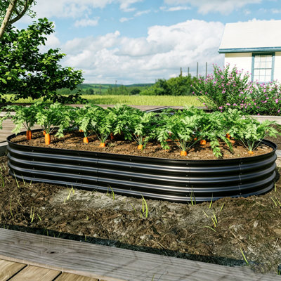 Large Planters 8x4x1ft Steel Metal Raised Bed, Modern Outdoor Garden