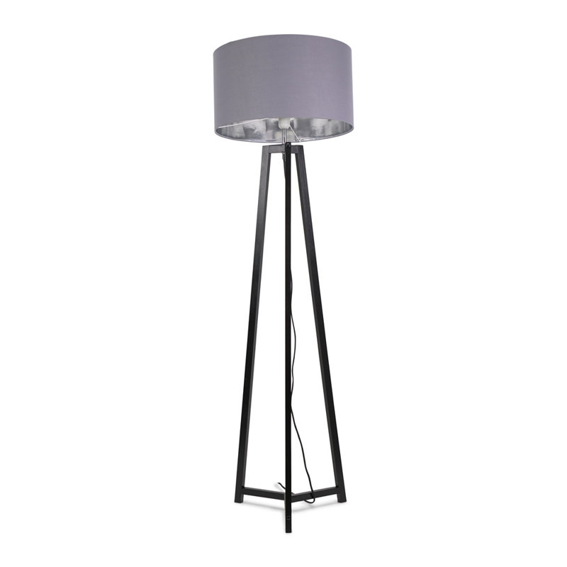 Crisdean 148cm Traditional Floor Lamp, Black, Grey/Chrome