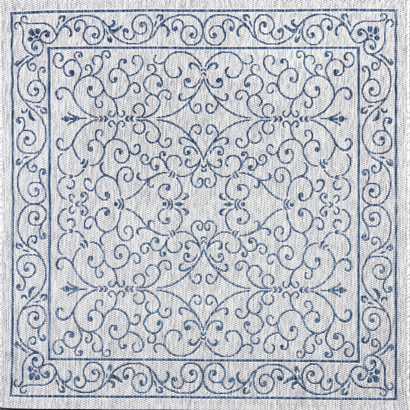 Tapis gris / bleu marine Hagerman, Carré 7 pi 9 po