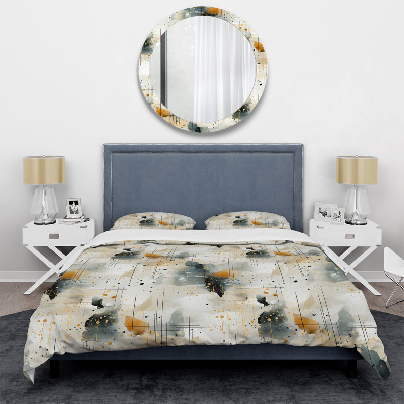 Motif géométrique urbain - ensemble de housse de couette abstrait - microfibre de polyester