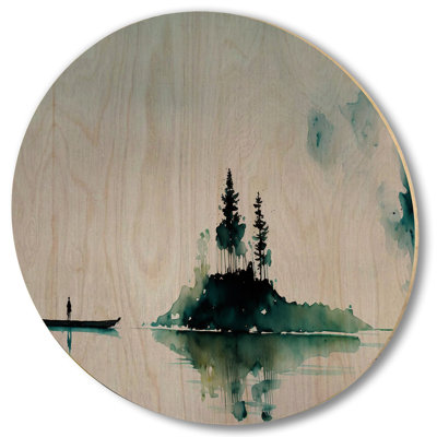 «Little Boat By The French Moss Island - Landscape Forest», reproduction d'art murale en bois
