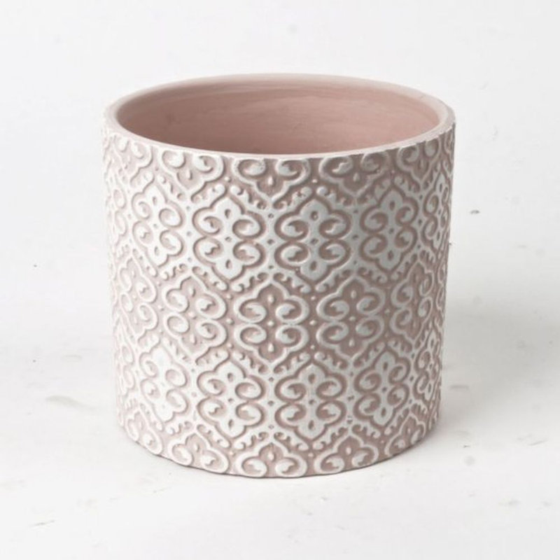 Ceramic Pot Planter, Pink/White