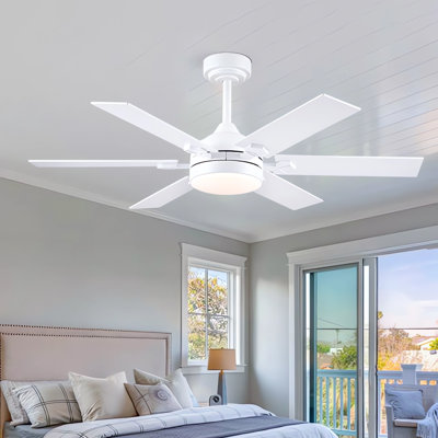 46/52" Ceiling Fan 6-blade with Lights Remote Quiet DC Motor Dimmable 3 Colors 6 Speeds Modern for Living Room Patio