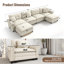 Canapé modulaire de 150 po avec 2 repose-pieds, très grand canapé en U en chenille ou aspect lin avec garniture cloutée-1345440162-1345440169