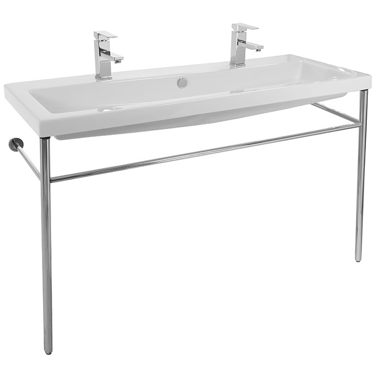 Brayden Studio® Hernandes 17.72'' White Vitreous China Rectangular Bathroom Sink with Overflow, Two Holes
