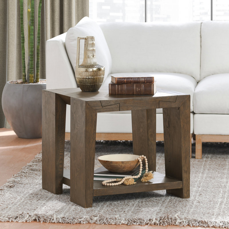 Table de bout en bois massif Alena, Brun