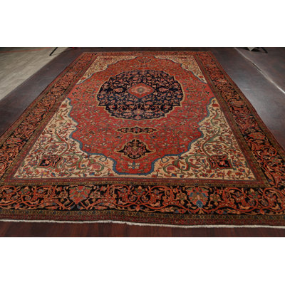 One-of-a-Kind 8'10" X 12'2" 1900s Wool Area Rug in Red