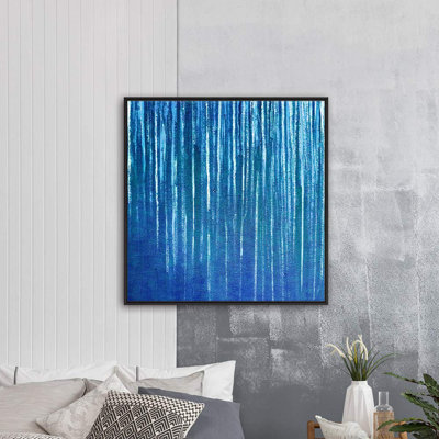 Bleu, blanc, coups de peinture, rayures, formes abstraites, art moderne