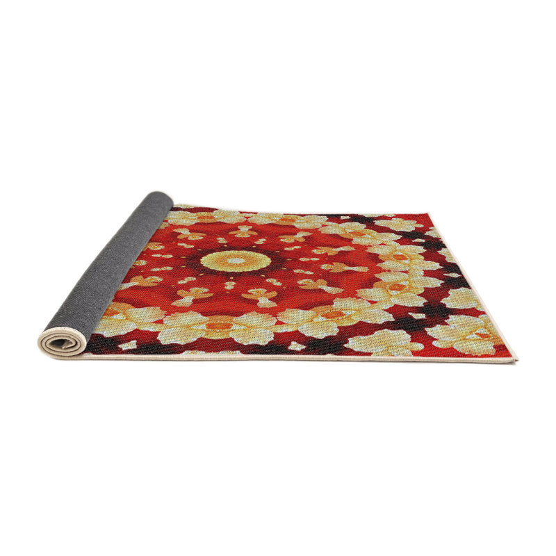 Tapis tissé à la machine rouge/jaune/noir, Carré 3 pi