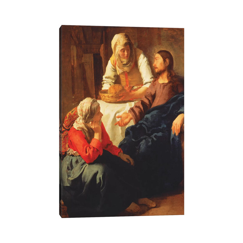Christ In The House Of Martha And Mary by Jan Vermeer - Wrapped Canvas Painting, 20.32 cm H x 30.48 cm W