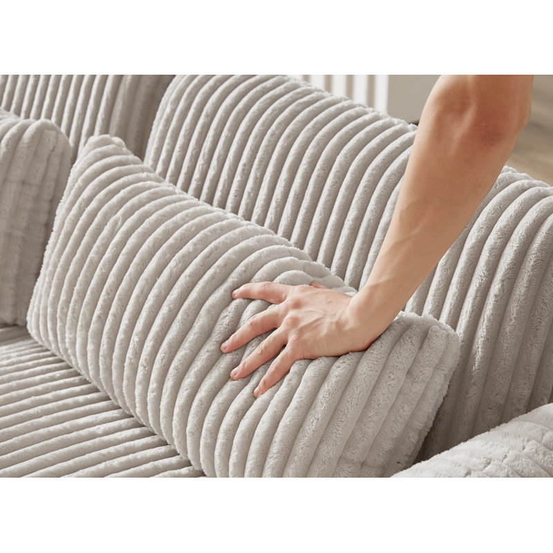 Canapé modulaire 6 pièces Clermeau, Velours côtelé gris