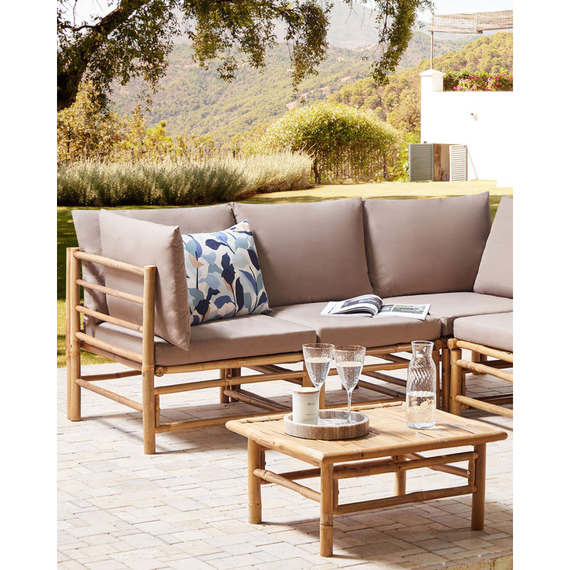CERRETO Upholstered Outdoor Ottoman, Taupe