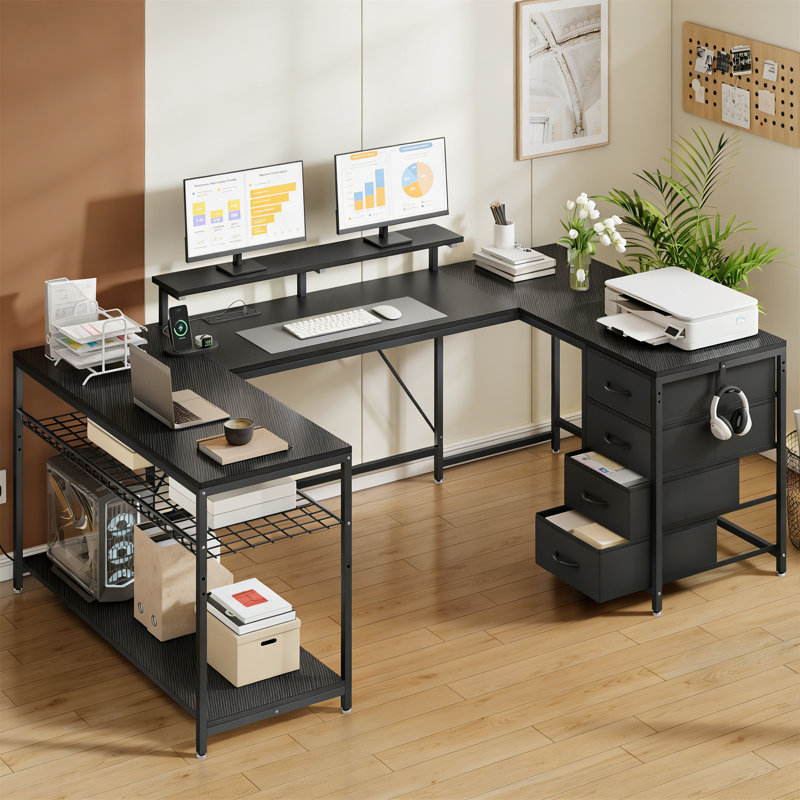 Metal Base Computer Desk, Black