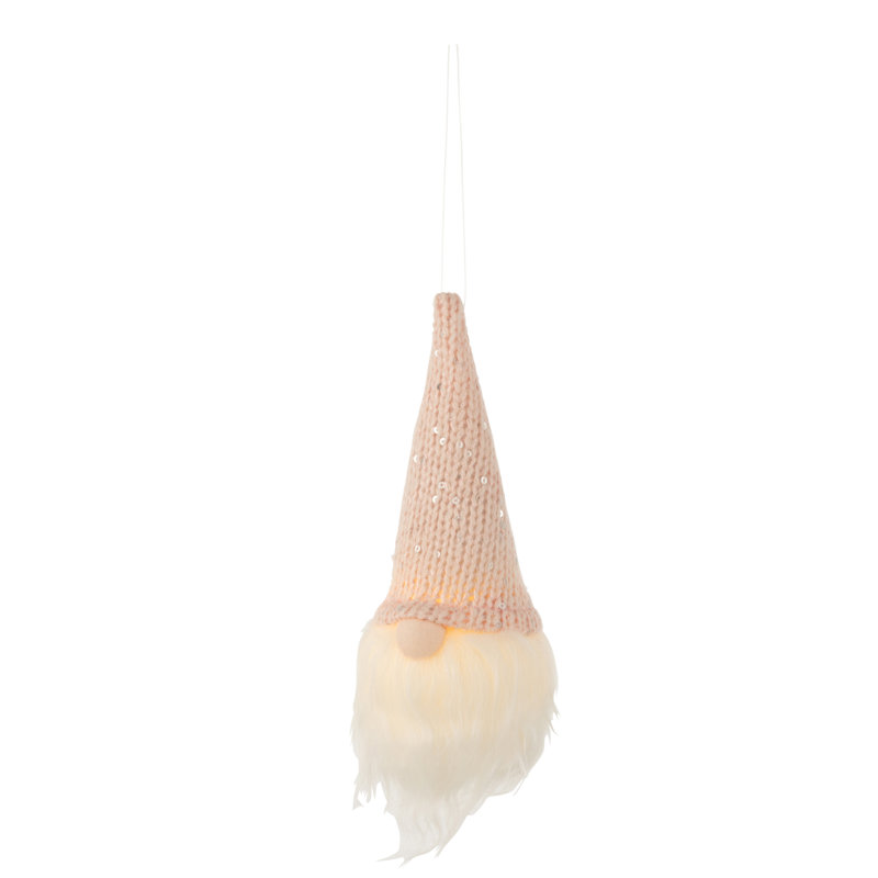 Santa Led Textile White/Pink Holiday Shaped Ornament