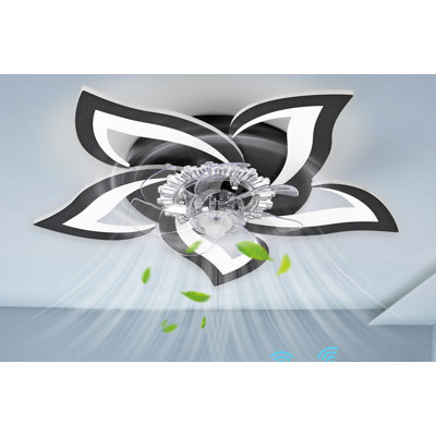 Modern Flush Mount Ceiling Fan With 25.2" Dimmable Led Light Kit, Rc, Reversible Blades, 6 Speeds - Swallow Tail