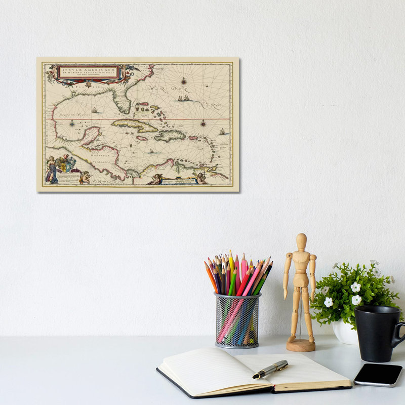 West Indies, Central America, 1635 1 Piece Wrapped Canvas Wall Art, 20.32 cm H x 30.48 cm W