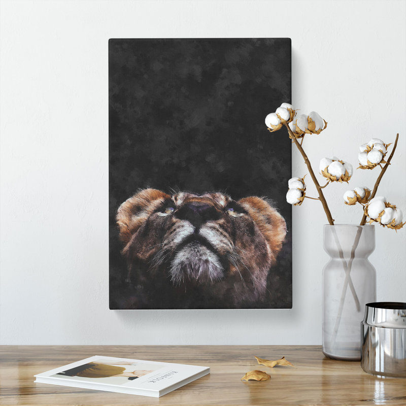 Lion Looking Upwards - Wrapped Canvas, 76cm H x 50cm W x 3cm D