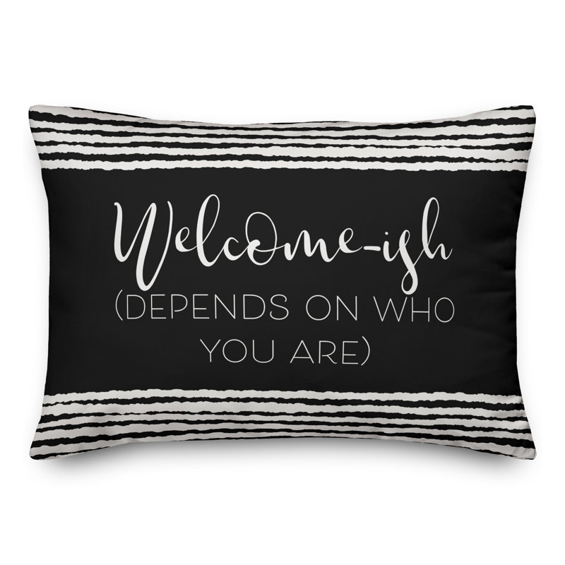 Coussin décoratif, Noir, H 14 po x l 20 po
