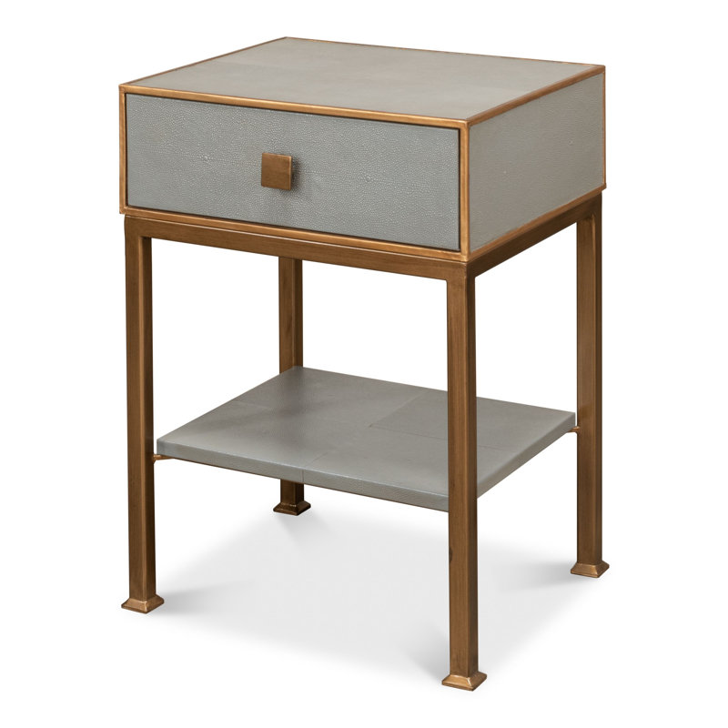 Table de chevet 1 tiroir en bois gris or / Gillian Gillian