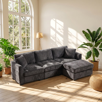 Canapé modulaire 4 places en tissu chenille l 97 po x P 56,5 po Yourun Yourun