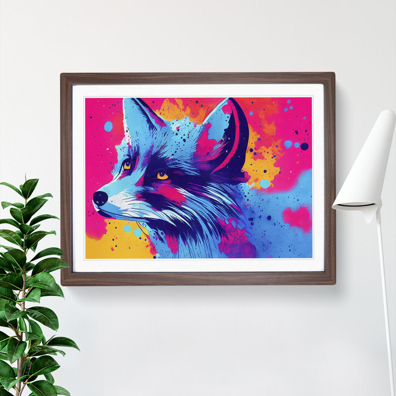 Fox Splatter Vol.5 Abstract - Single Picture Frame Print, 46cm H x 64cm W x 2cm D, Walnut