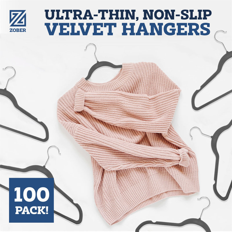 Velvet Non-Slip Standard Hanger, Gray