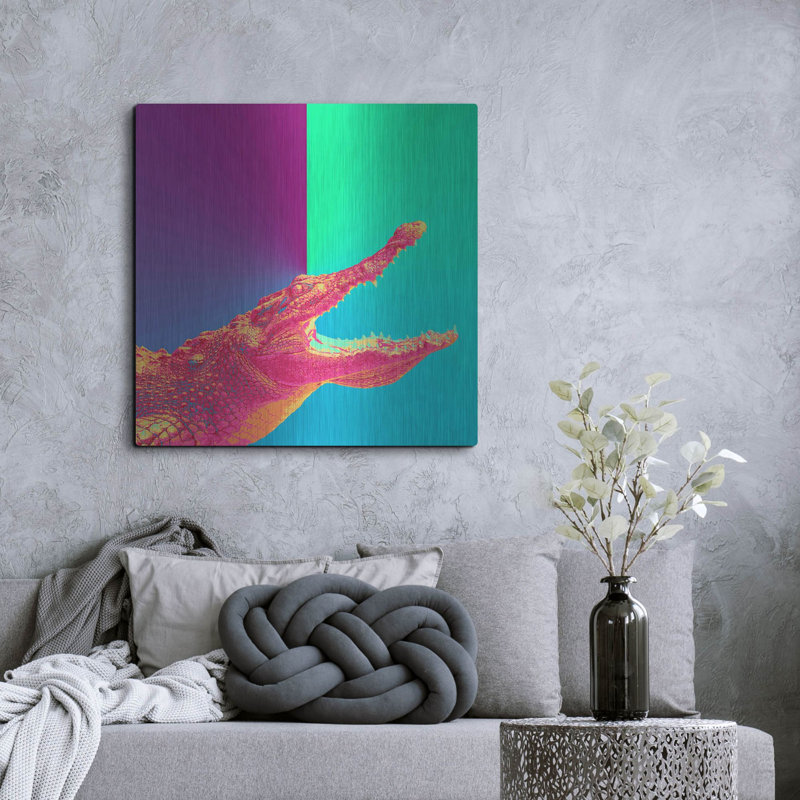 «Alligator Crush», art mural en métal, H 36 po x l 36 po