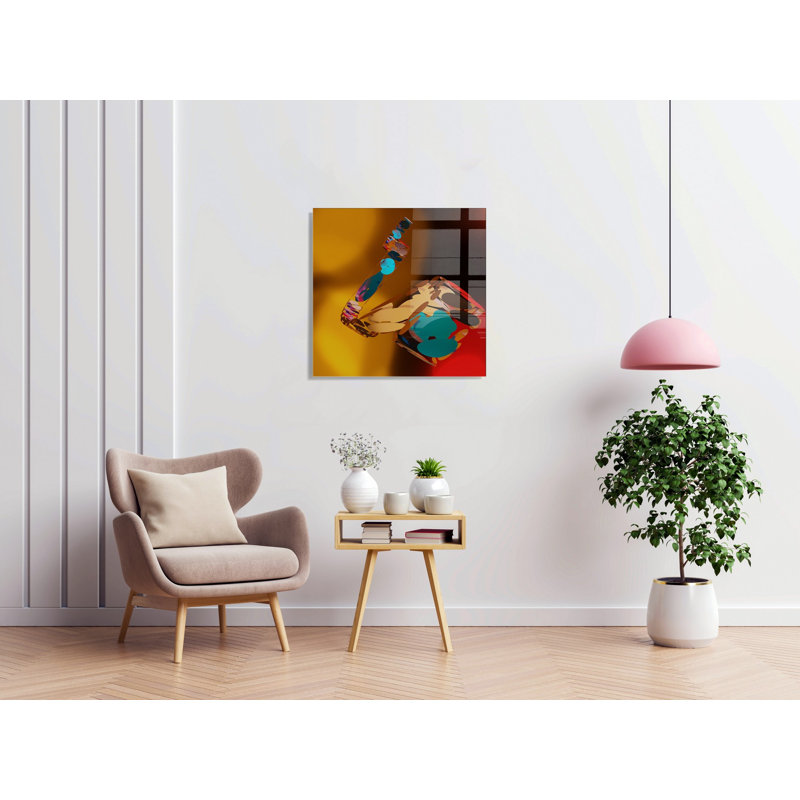 Élégante peinture décorative en verre trempé de 15,7 po x 15,7 po | 100% verre trempé, épaisseur: 0,16 pouce | Parfait pour la décoration intérieure, l'esthétique moderne et l'exposition d'art mural unique