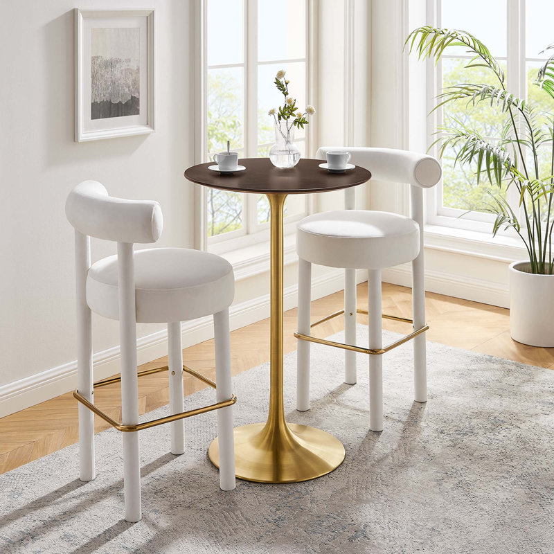 Table de bar Modway Lippa, Cerise noyer, Or, L 27,5 po x L 27,5 po