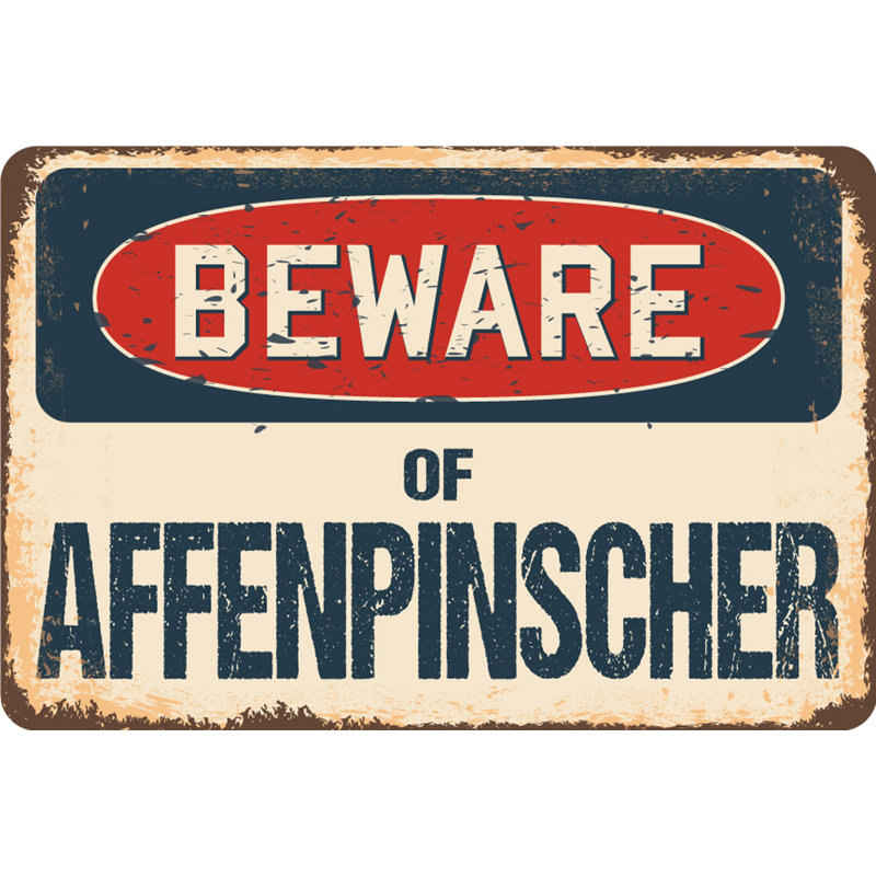 Signe rustique Armgard Beware Of Affenpinscher, H 3,5 po x l 5 po x P 0,1 po