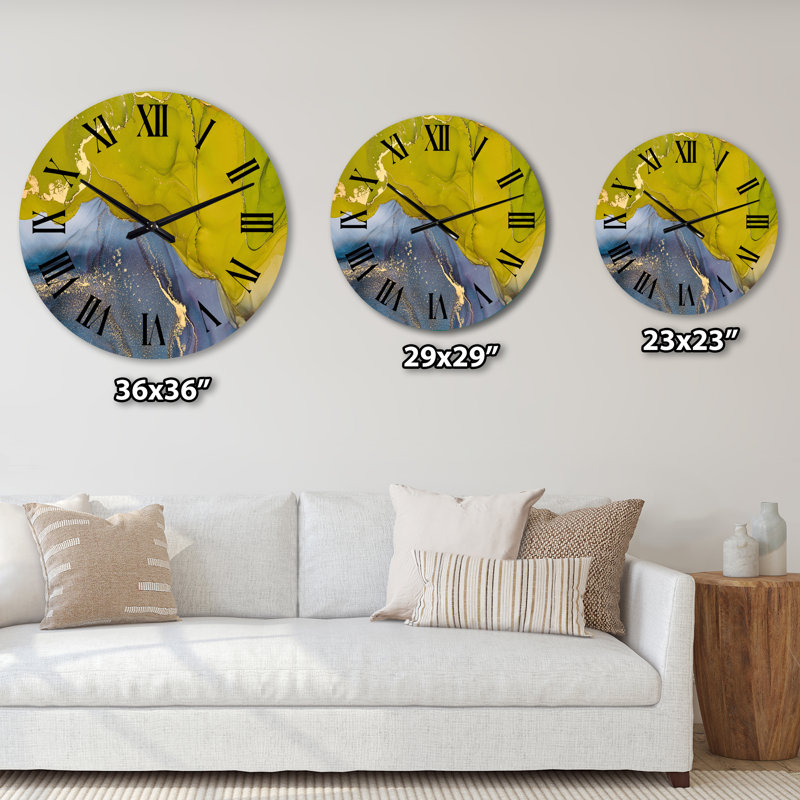 Horloge murale moderne verte et bleue, Moyenne