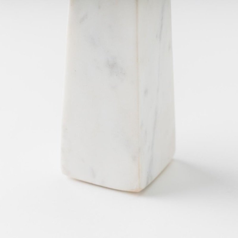 Porte-bougie 9 po fabriqué à la main en marbre blanc et bois d'acacia