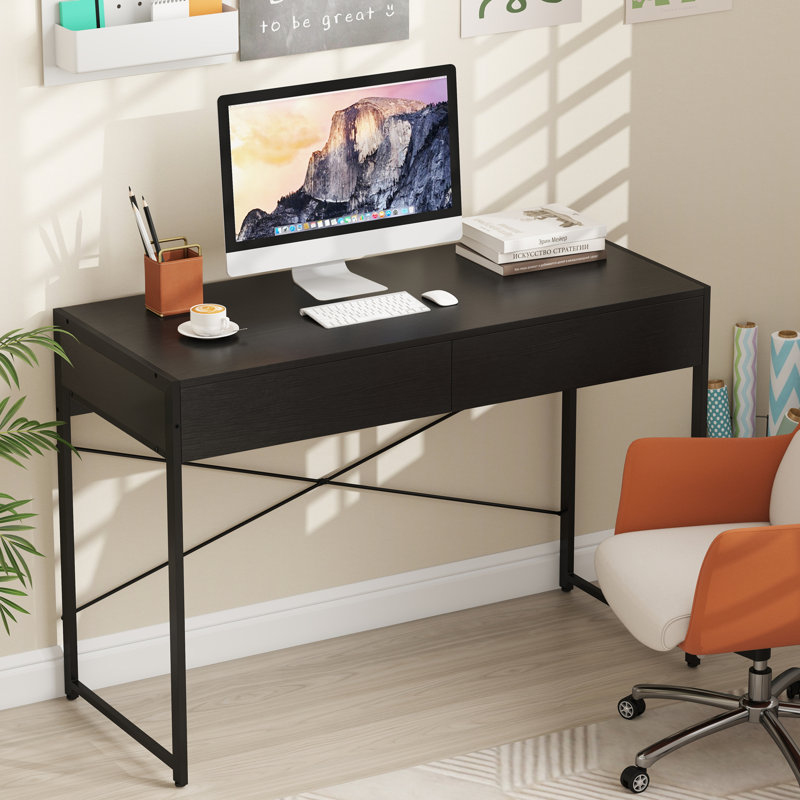 Korkuteli Steel Writing Desk, Black