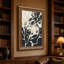 Tableau abstrait noir et crème aux formes ramifiées sur toile-2079541635