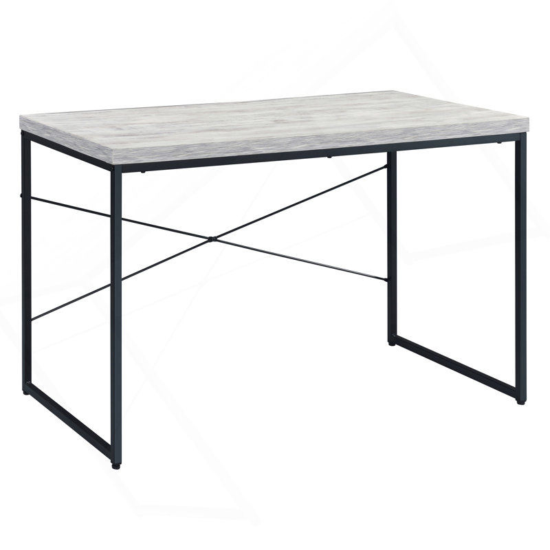 Bureau d'écriture antique blanc et noir avec base en métal