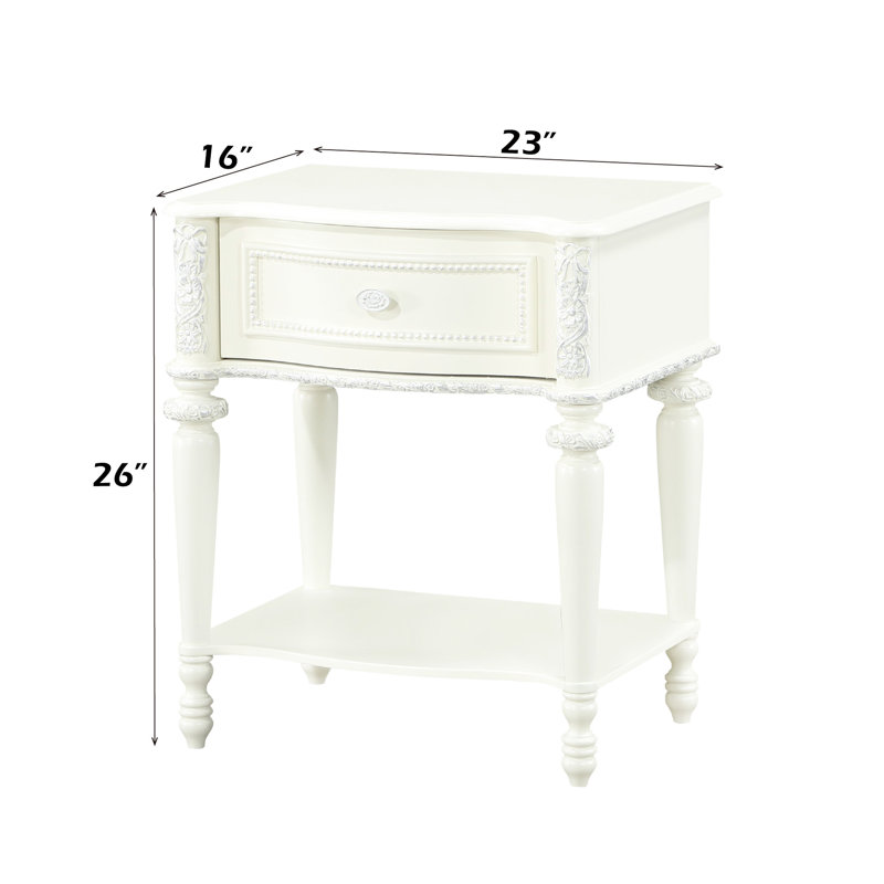 Table de chevet S, couleur transitionnelle, 1 tiroir de rangement, miroir biseauté à bord biseauté, miroir ovale sur la base, limite d'inclinaison simple de 40 lb et 18 po de largeur, 16 po de profondeur, 26 po de hauteur