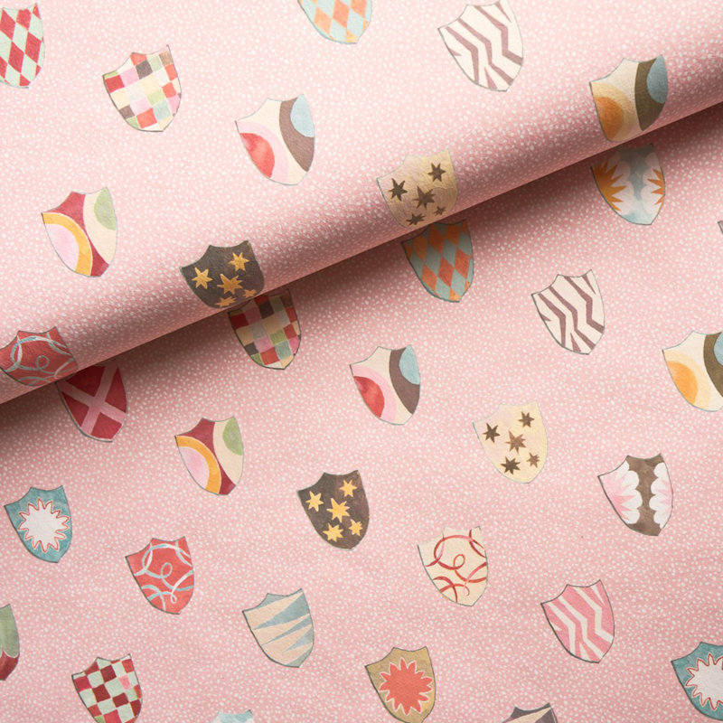 Schumacher x Happy Menocal Heraldic Wallpaper, Pink
