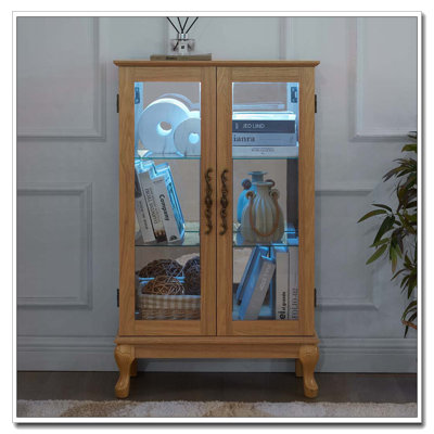 Vitrine avec portes en verre trempé et tablettes réglables