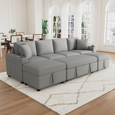 Sectional Convertible Sofa Bed with a Movable Storage Ottoman for Living Room by Latitude Run