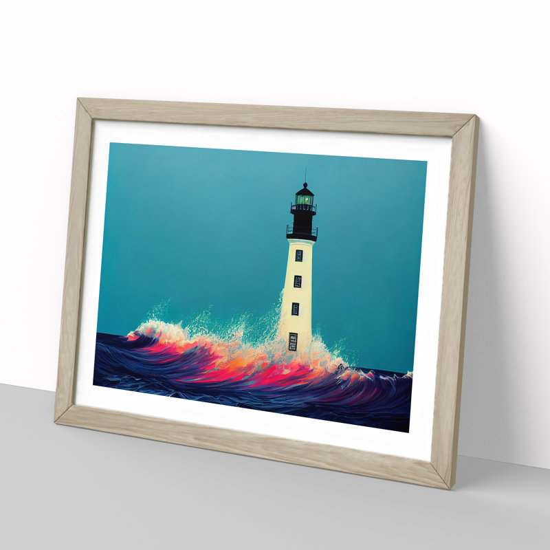 Delicious Lighthouse - Single Picture Frame Painting, Oak, 25cm H x 34cm W x 2cm D