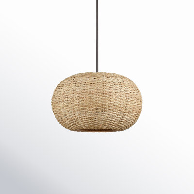 Millennium Lighting Bemo 3 Light Pendant Light in Oiled Bronze with Natural Rattan Shade