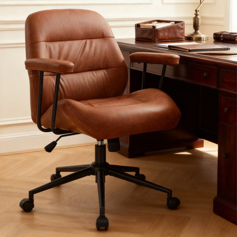 Faux Leather Swivel Armchair, Brown