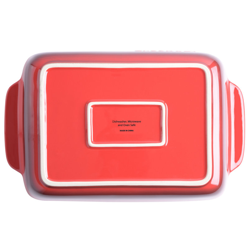 Gradient Red Ceramic Bakeware Set with Integrated Handles