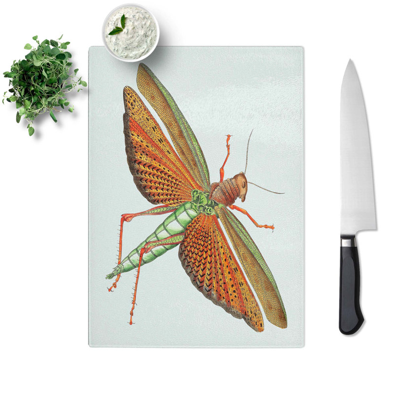 Tempered Glass Imperial Locust by George Shaw Chopping Board, 28.5 cm x 39 cm
