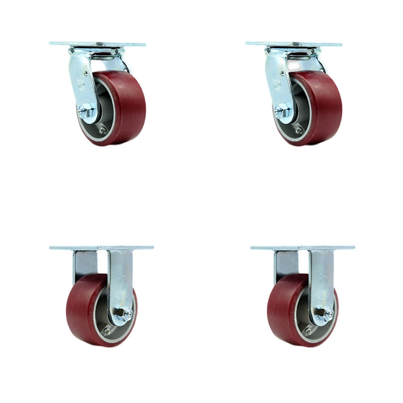 Ensemble de 4 roulettes en polyuréthane sur aluminium 4 pièces