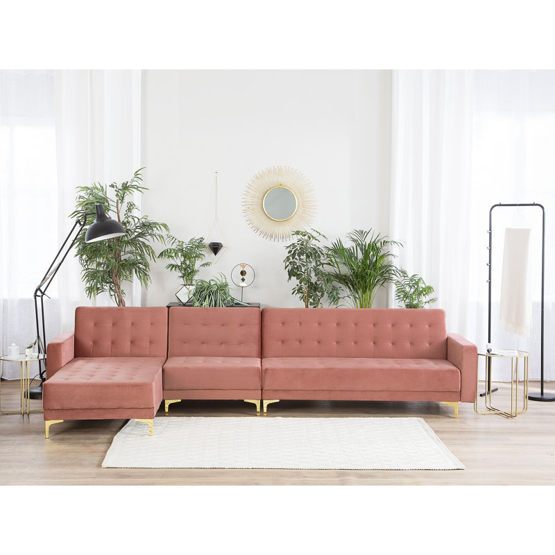 Cuaron 5 Seater Velvet Corner Sofa , Left Hand Facing