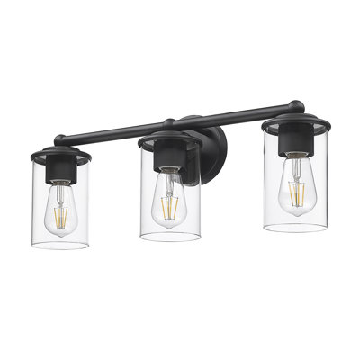 Cheetham 3-Light Steel Dimmable Vanity Light with Clear Glass Shades