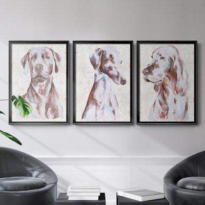 " Sitting Dog I " 3 - Pieces Painting Print